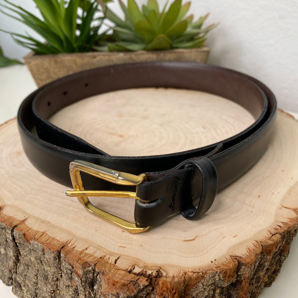 Christian Dior Mens Leather Belt Black Gold Buckle Made in Spain 38 95 218585 01